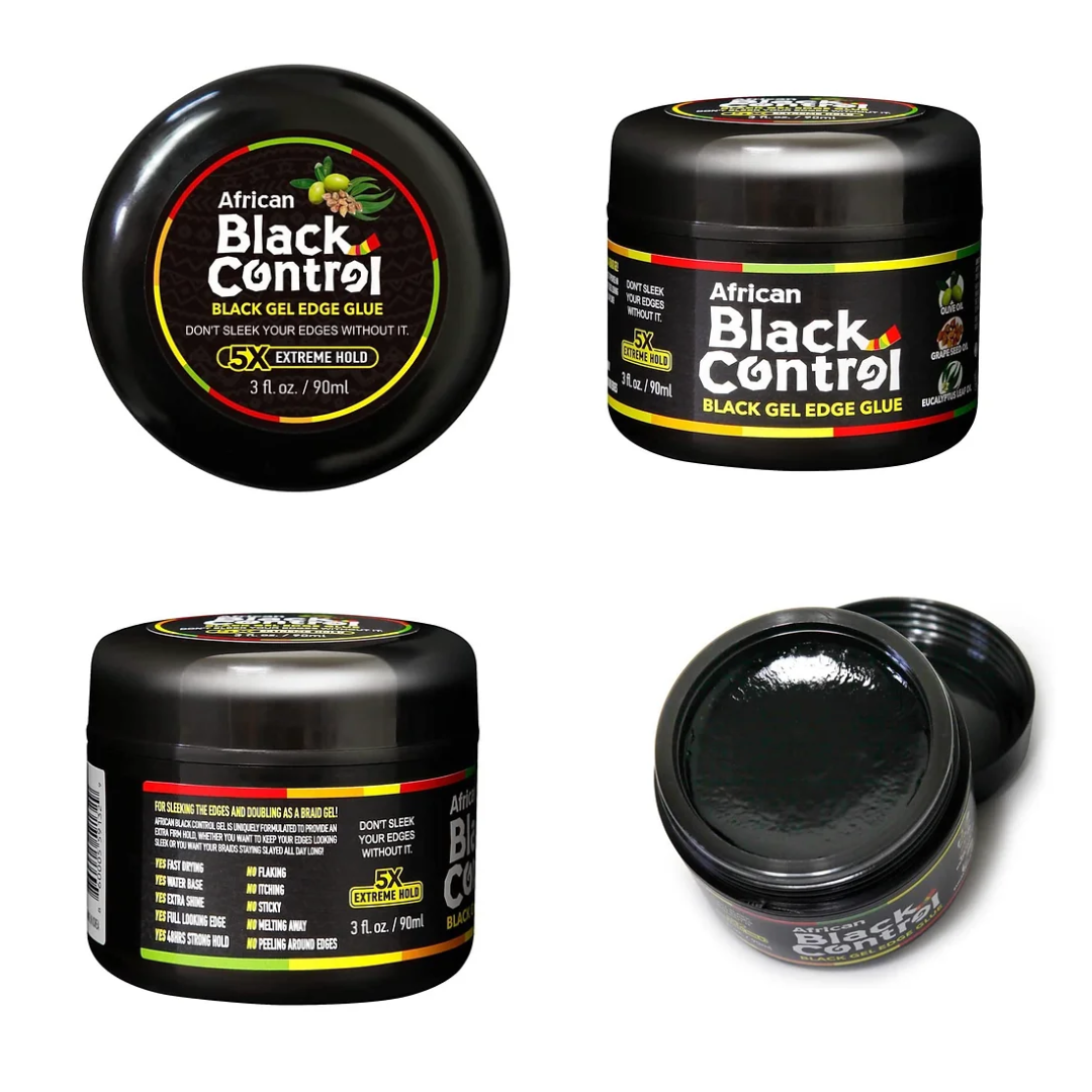 African Black Control - 5x Extreme Hold Black Gel Edge Glue