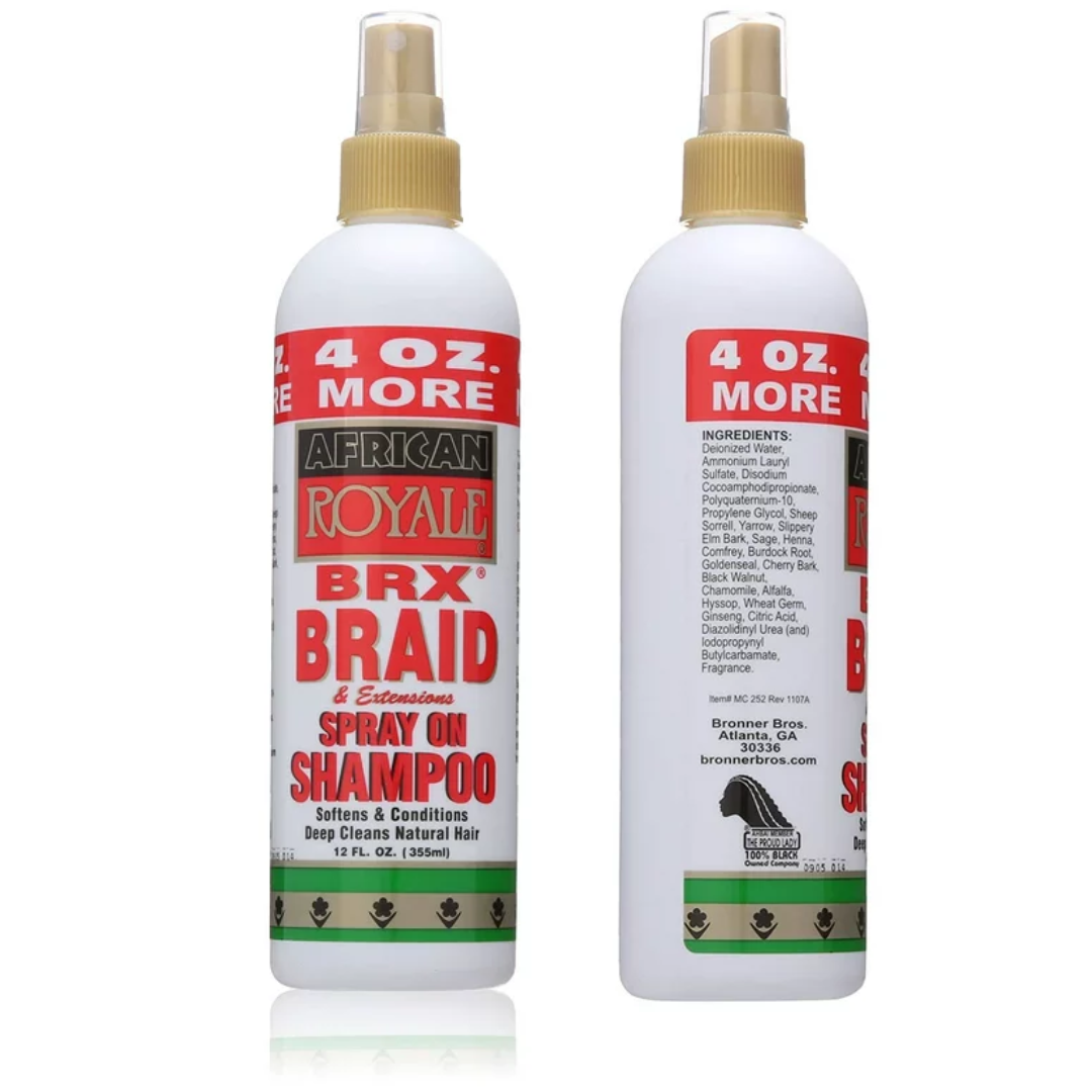 African Royale BRS - Deep Cleansing Spray-On Shampoo for Natural Hair - Softens and Conditions, Ideal for Braids