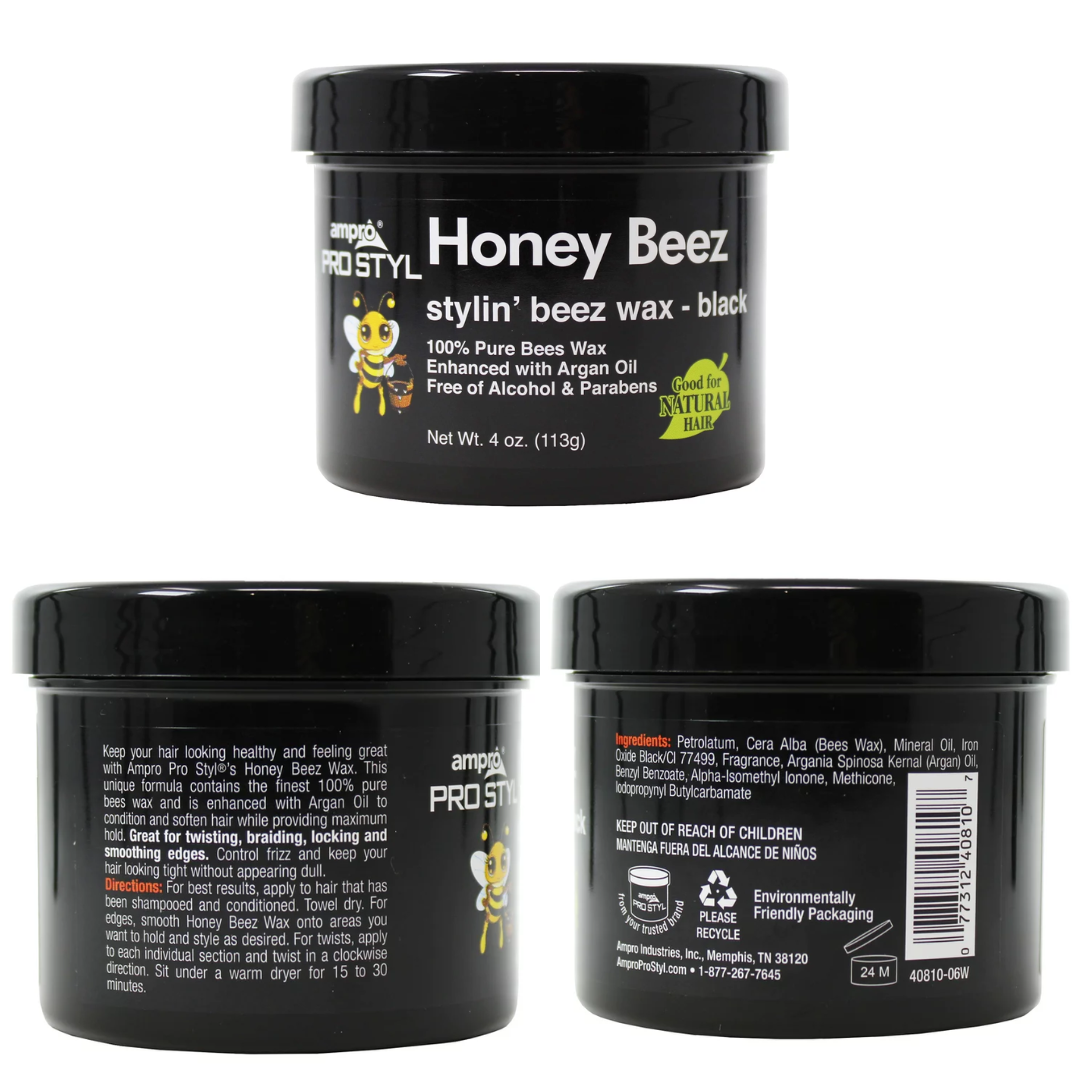 Honey Beez Stylin Beez Wax black, 4 Oz