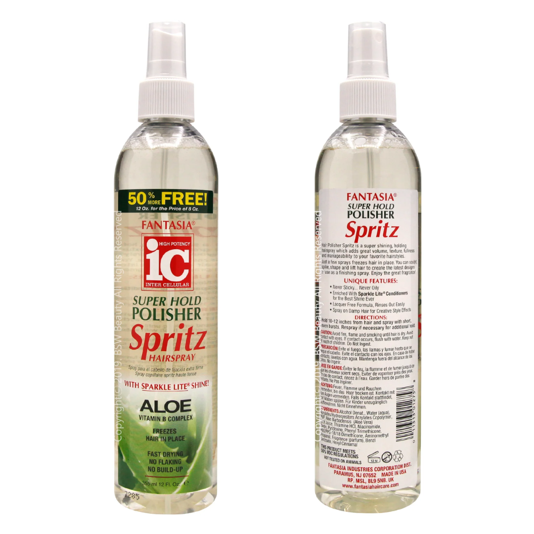 Fantasia IC - Hair Polisher Spritz Hair Spray Aloe SUPER HOLD 12oz