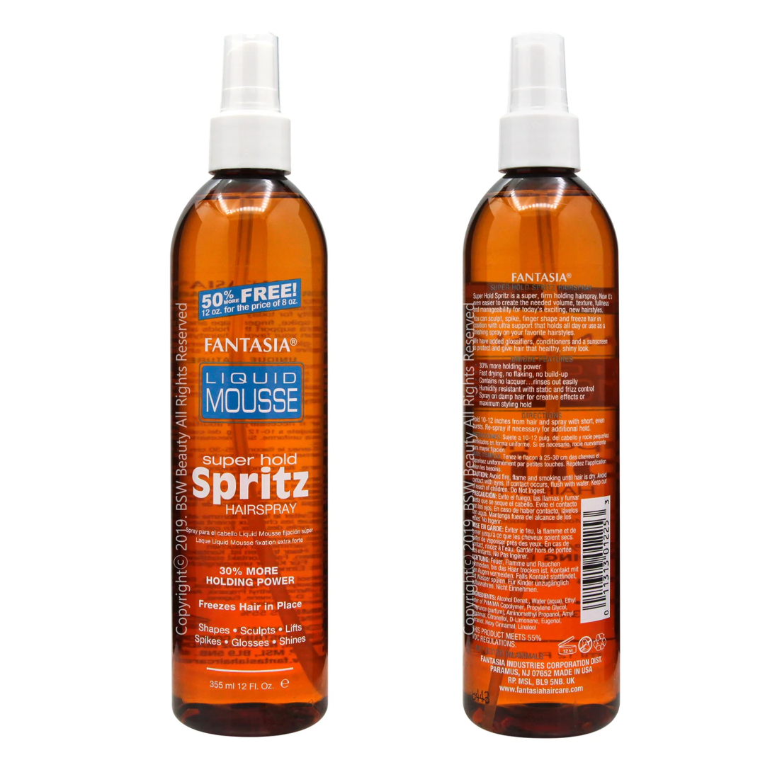 LIQUID MOUSSE SPRITZ HAIR SPARY SUPER HOLD 12oz