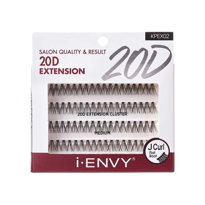 i-ENVY 20D Extension Cluster Individual Lashes J Curl Flat Root Medium