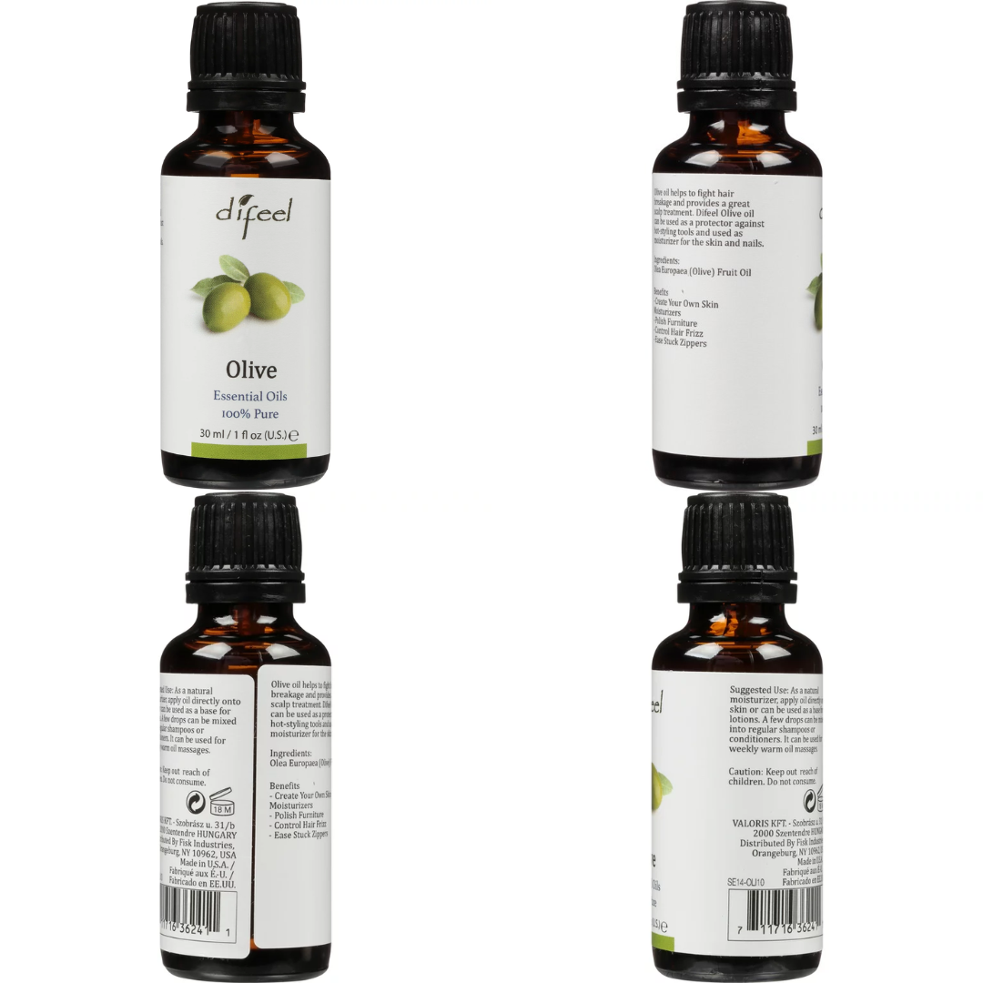 DIFEEL 100% PURE ESSENTIAL OIL - OLIVE OIL, BOXED 1 OZ.
