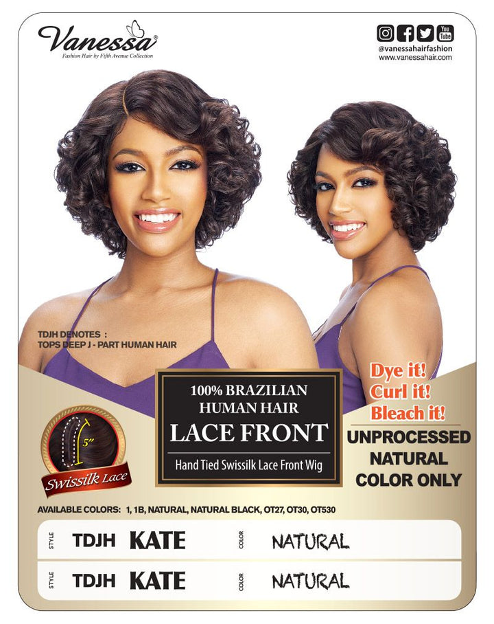 Vanessa 100% Brazilian Human
 Hair Lace Front
 Wig-TDJH KATE