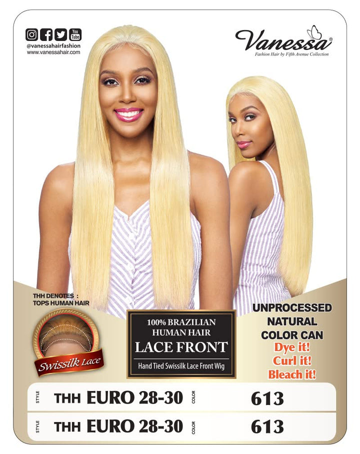 Vanessa 100% Brazilian Human
 Hair Hand Tied Swissilk
 Lace Front Wig-THH EURO 28-30